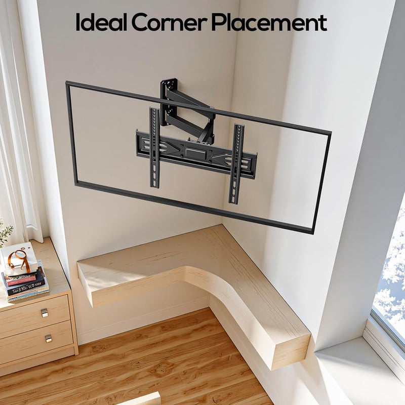 IWORKBOARD 40 43 50 55 inch Full Motion Corner TV Wall Mount for Most 32-65 inch Flat & Curved TVs, Articulating Swivel & Tilt TV Mount Bracket, up to 80 lbs,VESA 400x400mm, Single Stud Perfect Center - Image 5